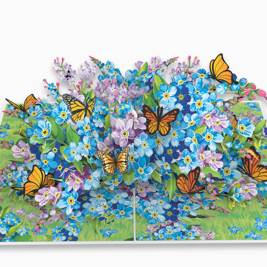 Forget-Me-Nots, Butterflies & Purple Blooms Scene - 6x8"