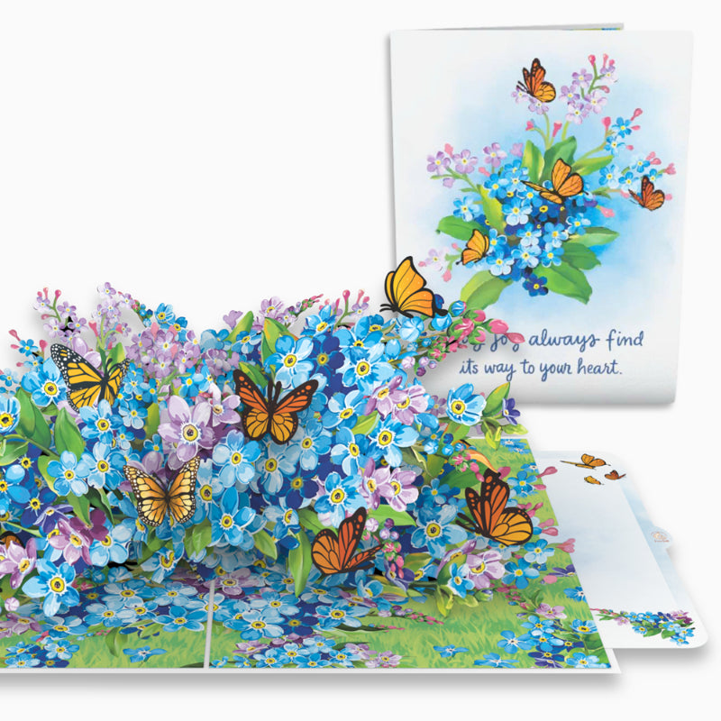 Forget-Me-Nots, Butterflies & Purple Blooms Scene - 6x8"