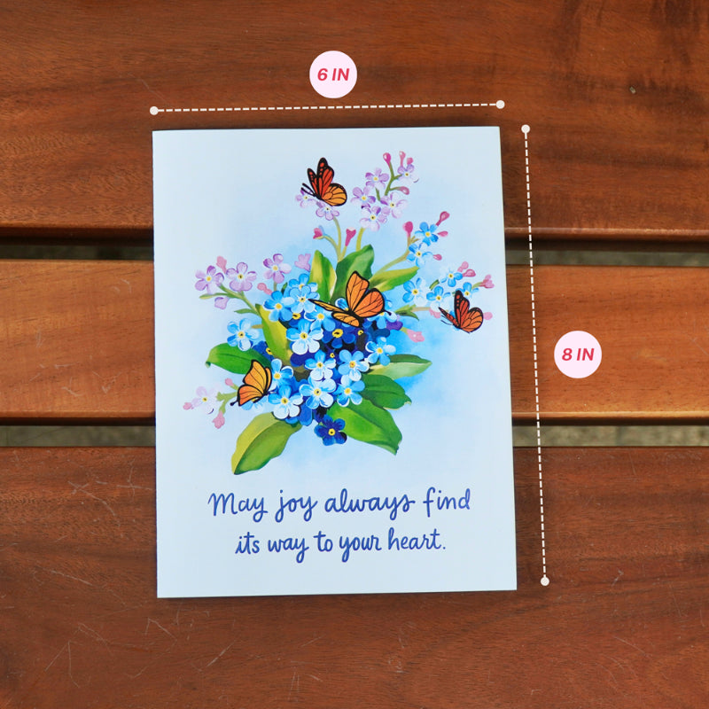 Forget-Me-Nots, Butterflies & Purple Blooms Scene - 6x8"