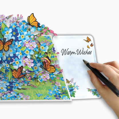 Forget-Me-Nots, Butterflies & Purple Blooms Scene - 6x8"