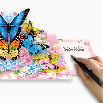 Colorful Monarch & Blue Butterflies on Floral - 6x8"