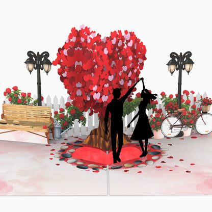 Romantic Couple Dancing Under Heart Tree - 6x8"