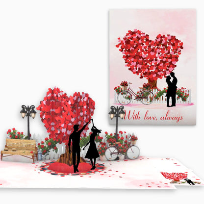 Romantic Couple Dancing Under Heart Tree - 6x8"