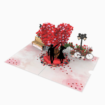 Romantic Couple Dancing Under Heart Tree - 6x8"