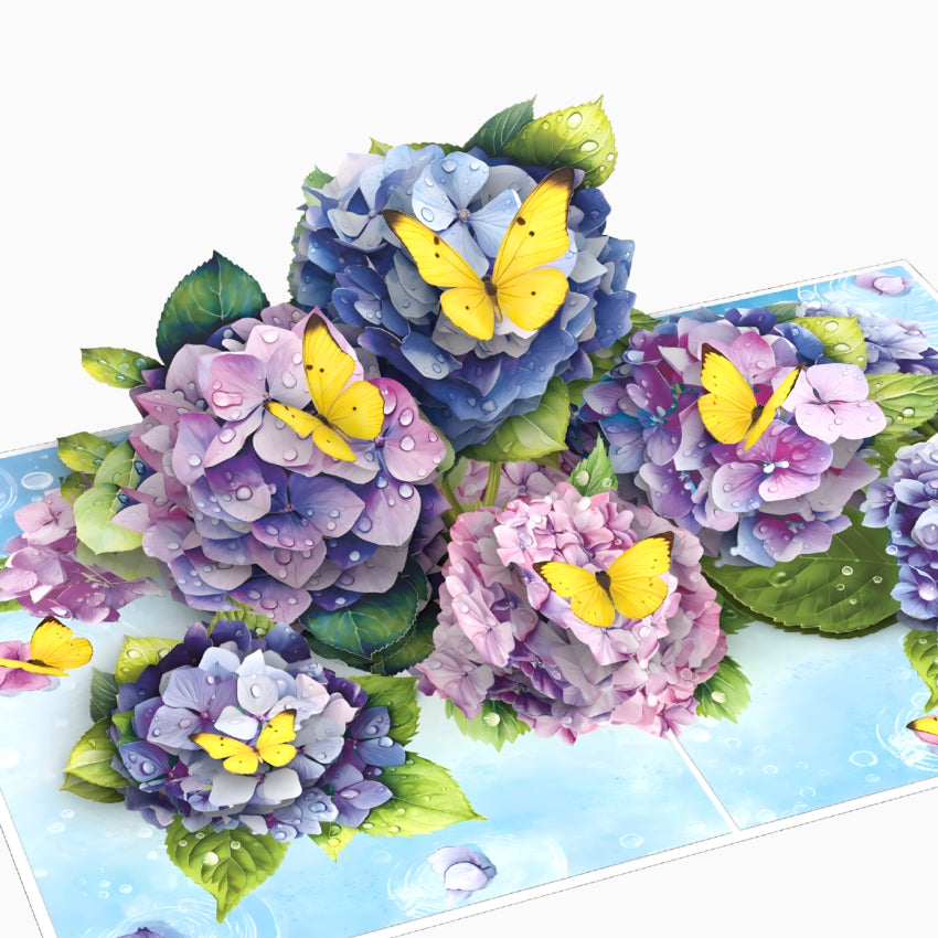 Blue & Purple Blooms with Yellow Butterflies - 6x8"