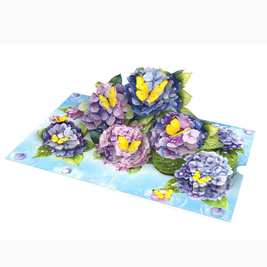 Blue & Purple Blooms with Yellow Butterflies - 6x8"