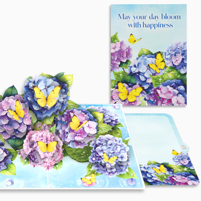 Blue & Purple Blooms with Yellow Butterflies - 6x8"