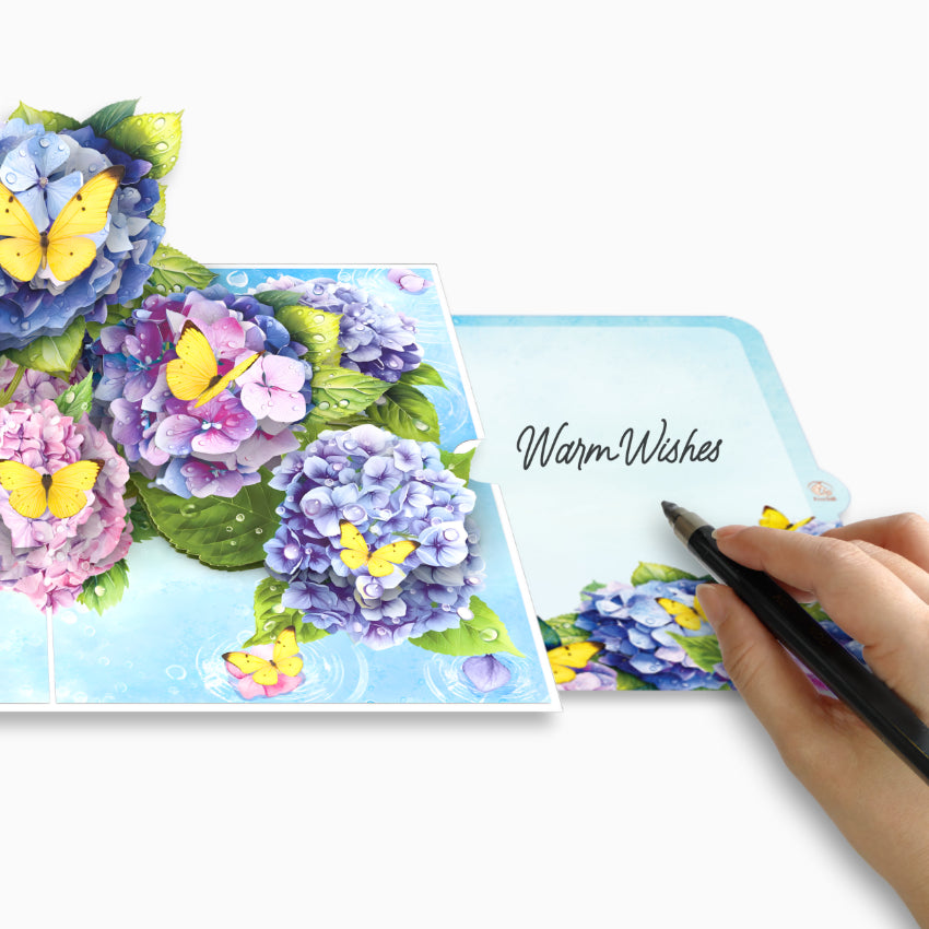 Blue & Purple Blooms with Yellow Butterflies - 6x8"