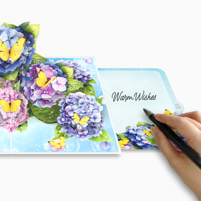 Blue & Purple Blooms with Yellow Butterflies - 6x8"