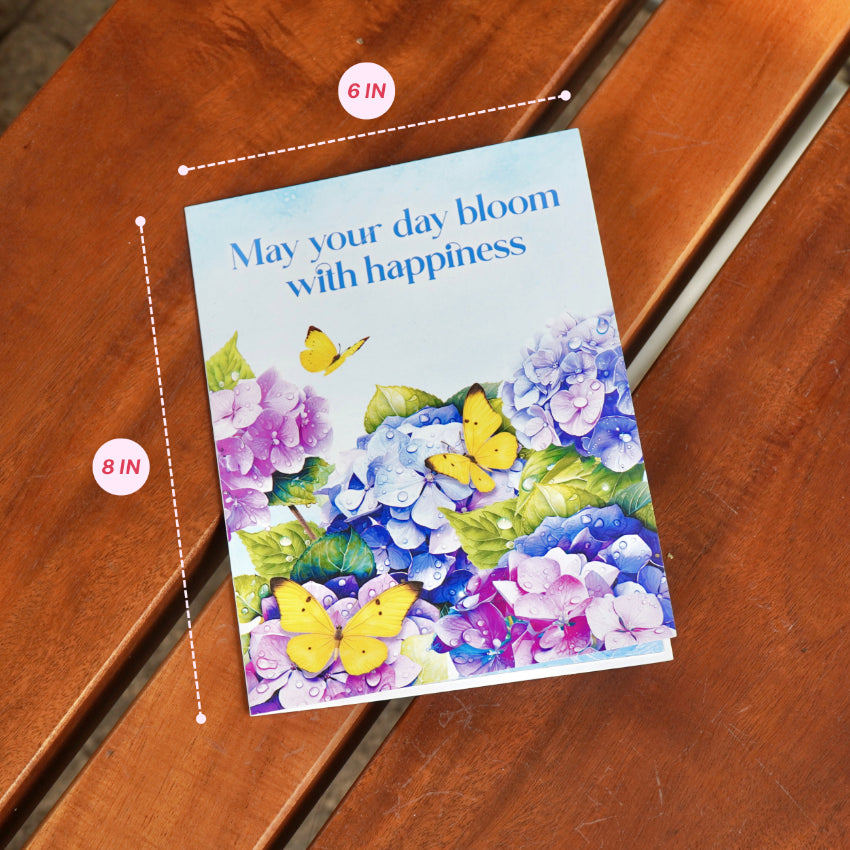 Blue & Purple Blooms with Yellow Butterflies - 6x8"