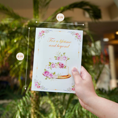 Elegant Bride & Groom Under Floral Arch - 6x8"
