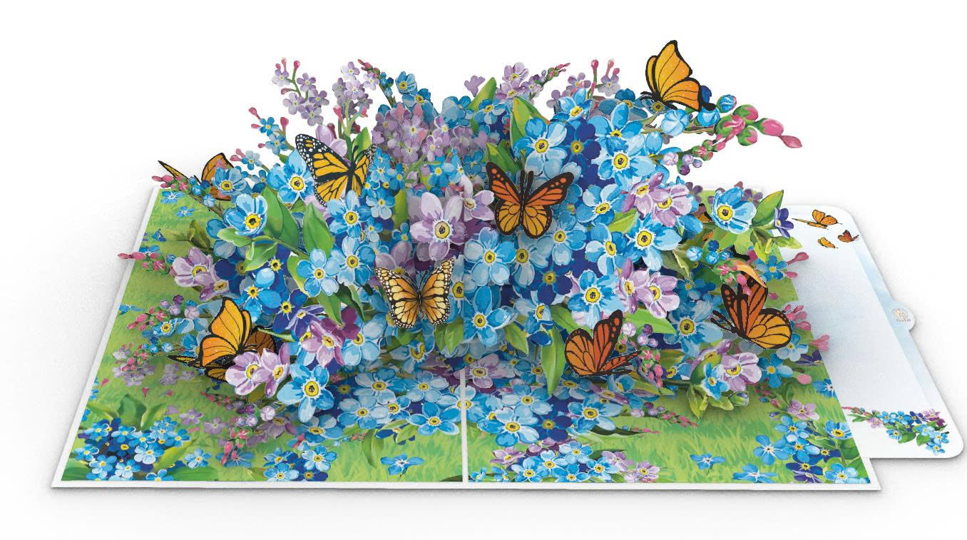 Forget-Me-Nots, Butterflies & Purple Blooms Scene
