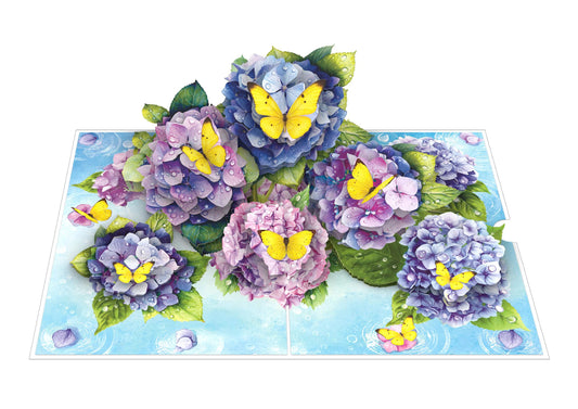 Blue & Purple Blooms with Yellow Butterflies